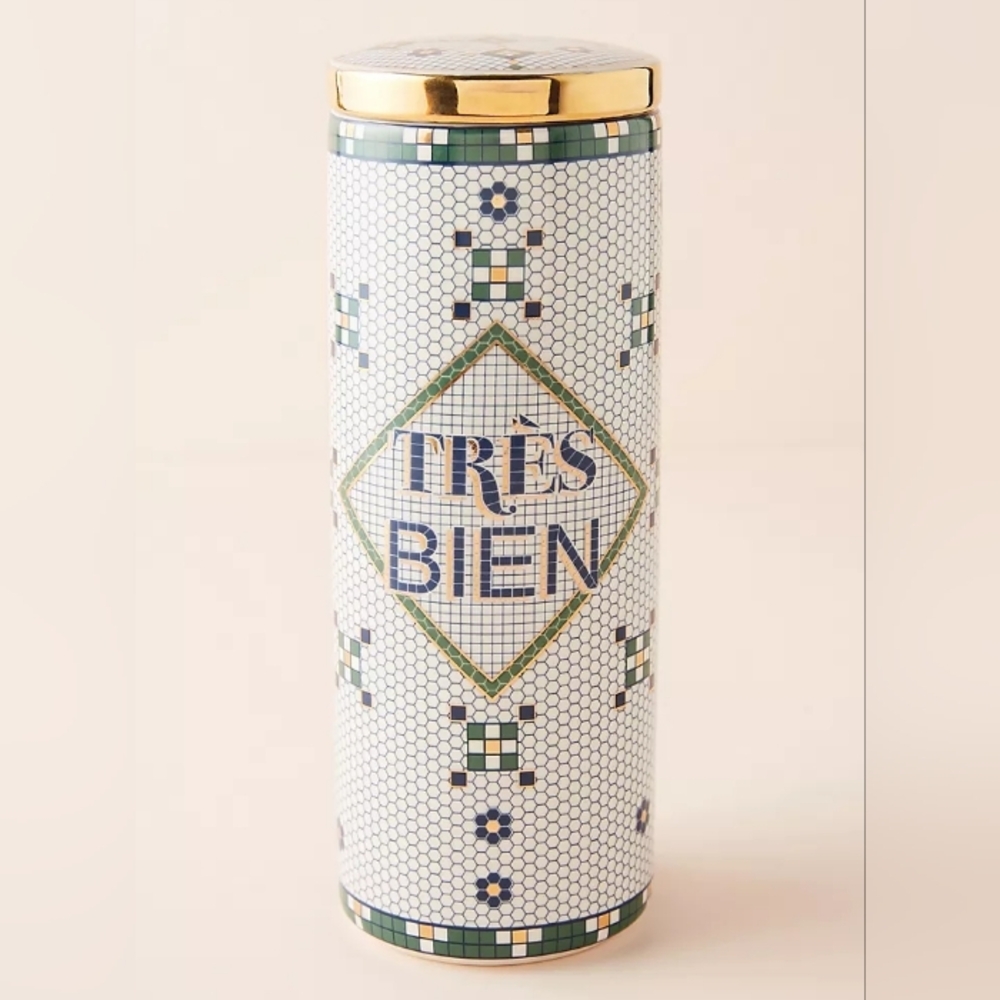 Anthro Tres Bien Bistro Tile Canister